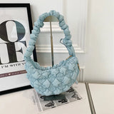Qfdian Y2k Aesthetic Pleated Office Lady Crossbody Bags All Match Ins Bubble Quilted Cloud Bag Fashion Women Casual Shoulder Handbags