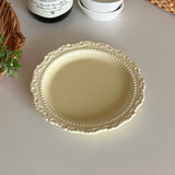 Qfdian  French Relief Ceramic Plate Vintage Ceramic Dishes High-end Dining Dishes Dessert Western Cuisine Plate Serving Plates Tableware