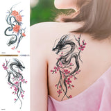 Qfdian  Waterproof Temporary Tattoo Sticker Plum Blossom Dragon Flower Arm Back Thighs Fake Tatto Flash Tatoo Tato for Girl Women Men