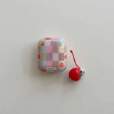 Qfdian 3D Tomato Pendant Chain Grid Earphone Case Protect For Airpods 1 2 3 4 Cover Soft Shockproof For Air Pods Pro Pro2nd Fundas