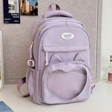 Qfdian Korean Chic Kawaii Cat Schoolbags High-capacity Y2k Aesthetic Students Backpacks Transparent Preppy Women Casual Travel Ita Bags