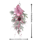 Qfdian  New Christmas Pink Wreath With Balls Artificial Plant Rattan Garland Christmas Rattan Hanging Ornament For New Year Home Decor