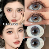 Qfdian 2Pcs Colored Contact Lenses with Degree 0.00- 8.00 Brown Lens Eye Beauty Pupil Prescription Myopia Soft Black Lens