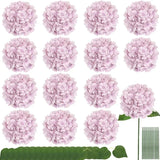 Qfdian Silk Hydrangea Flowers 54 Petals Artificial Hydrangeas with Stem for Flower Arrangement Table Decor Wedding Home Decoration