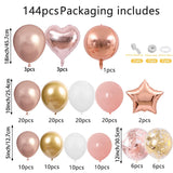 Qfdian  144pcs Rose Golden Balloon Arch Set, Suitable for Wedding Decoration,Birthday,Valentine'S Day Halloween Decoration,Thanksgiving