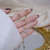 2024 Fashion New Gold Color Double Layer Heart Necklace For Women Clavicle Chain Elegant Charm Wedding Pendant Jewelry