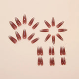 Qfdian  30 long almond shaped press on nails solid color fake nails with 1 nail glue and 1 nail file