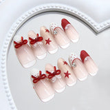 Qfdian  24 long water drop shaped pressing nails French irregular nail art works&1 friction strip and 1 jelly gel
