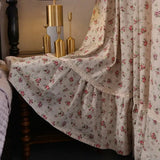 Qfdian  Korean Cotton Linen Semi Blackout Curtains for Living Room Floral Ruffle Pastoral Style Light Filtering Drapes Custom