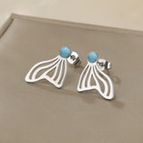Qfdian  Fashionable and luxurious fish tail artificial gemstone earrings, retro daily banquet party earrings, wedding jewelry gifts