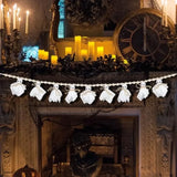 Qfdian  8 Ft Halloween Garland, Cute Ghost Banner with Wood Beads Decor Cute white ghost garland for rustic Halloween decor, wall, mant
