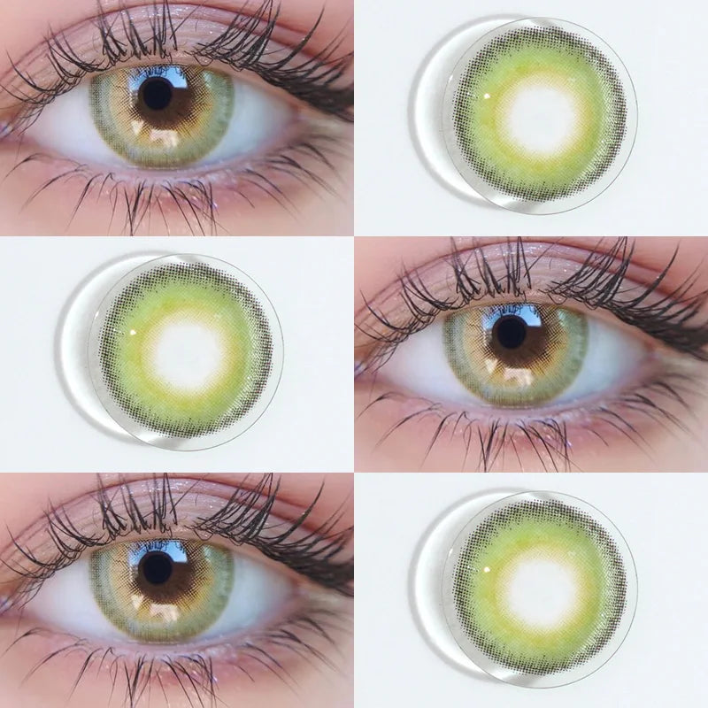 YIMEIXI 1 Pair Korean Colored Contact Lenses with Prescription Myopia Blue Green Eye Lenses High Quality Fashion Beauty Pupils