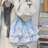 Qfdian  Fashion Sweet Y2k Flower Print Shoulder Bags Casual All Match Chic Office Lady Women's Handbags Drawstring Pleated Underarm Bag