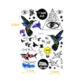 Qfdian  7 sytles Birds Waterproof Temporary Tattoo Sticker Tatuajes Fake Tatoo Sleeve Henna Tattoo Decals Body Art stickers