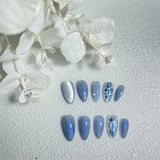 Qfdian 10Pcs Silk Cat Eye Handmade Press on Nails New-type Almond Fake Nails Ice-cold Manicure Artistic Full Cover Finger Tips Reusable