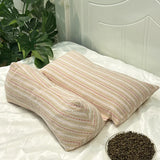 Qfdian  1pcs Buckwheat Shell Filling Pillowcore Triangular Conjoined Cervical Pillows Jacquard Skin Friendly Fabric Detachable Pillow
