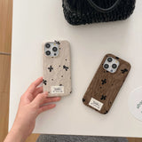 Qfdian Winter ins points bowknot cloth phone case for iphone 15pro 14 13 15 16 pro max 14promax 16ProMax 13pro 2 colors cover shell