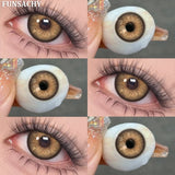 Qfdian  2pcs Color Brown Contact Lenses for Eyes Fashion Natural Gray Softlens Eye Makeup Contacts Yearly Cosmetic Color Lens