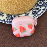 Qfdian Korea Cute Pink Strawberry Pattern Silicone Earphone Case for AirPods Pro 2 AirPods 4 AirPods 1 2 3 Soft Protection Cover Coque