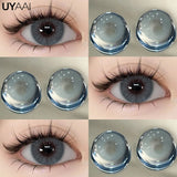 Qfdian 1 Pair Colored Contact Lenses for Eyes Natural Fashion Lenses Gray Beauty Pupils Blue Eye Lenses Cosmetics Soft Lenses
