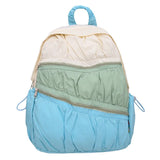 Qfdian Contrast Color Patchwork Pleated Backpacks College Casual Travel Bags for Women Y2k Aesthetic All Match Trendy Simple Schoolbags
