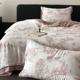 Qfdian Luxury Organic Bamboo Soft Silky Printing Bedding Set Single Double Queen King Size Duvet Cover Flat/Fitted Bed Sheet Pillowcase