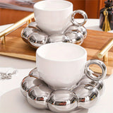 Qfdian  Ceramic Cloud Coffee Mug Sets Creative Makron Flowers Coffee Mug Office Afternoon Tea Cups Kitchen Drinkware Home Accessories