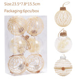 Qfdian  6Pcs/box Transparent Christmas Ball Ornaments Wrap Hemp Rope Rattan Balls Christmas Tree Hanging Decorations Wedding Party Decor