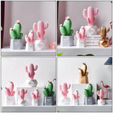 Qfdian  1Pcs Pink Resin Cactus Home Ornament Creative Photographic Prop Tabletop Decoration Home Resin Craft Festival Layout Decor