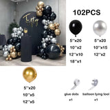 Qfdian  Black Gold Silver Balloon Garland Arch Kit Metallic Gold Chrome Silver Balloons Graduation Birthday Party Decorations New Year