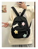 Qfdian Women Students Simple All Match Kawaii Backpack Sweet Cute Star Bone Schoolbags Casual Y2k Aesthetic Fashion Preppy Backpacks