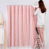 Qfdian  Self-Adhesive No-Drill Curtain, New Arrival Drapery Fabric Shade Combo, Blackout Cloth For Bedroom Window, Magic Tape For Rental