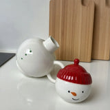 Qfdian  Snowman Ceramic Soy Sauce Vinegar Pot Bottle Kitchen Seasoning Bottle Oil Bottle with Lid Kitchens Accessories Christmas Gifts