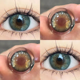 Qfdian 2Pcs Korea Colored Contact Lenses Prescription Myopia Degree -0.00 to-8.00 Blue Makeup Soft Lens Eye Beauty Pupil Lan Cat