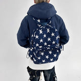 Qfdian  High-capacity Vintage Grunge Men Backpacks All Match Simple Fashion Star Letter Schoolbags Y2k Aesthetic Trendy Backpack Women