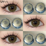 Qfdian 1 Pair Colored Contact Lenses for Eyes Natural Fashion Lenses Gray Beauty Pupils Blue Eye Lenses Cosmetics Soft Lenses