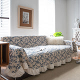 Qfdian Farmhouse Sofa Covers Blue Boho Couch Cover for 3 Cushion Couch Sofa Living Room Pet Sofa Covers for Dog Cat Washable Slipcovers