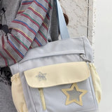 Qfdian  Contrast Color Patchwork Star Transparent Shoulder Bags Women Preppy All Match Casual Underarm Bag Korean Y2k Crossbody Handbags