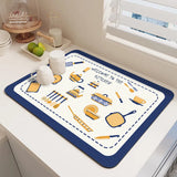 Qfdian  Diatomaceous Earth Absorbent Kitchen Mat Quick Dry Dish Pad Non Slip Countertop Protector Washable Reusable Easy Clean Home Use