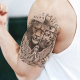 Qfdian  2pcs Waterproof Temporary Tattoo Sticker Cross Angel Jesus Lion Hands Fake Tatto Flash Tatoo Tato for Girl Women Men