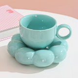 Qfdian  Ceramic Cloud Coffee Mug Sets Creative Makron Flowers Coffee Mug Office Afternoon Tea Cups Kitchen Drinkware Home Accessories