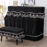 Qfdian  155x40x130 Simple Lace Piano Covers Piano Full Cover Fabric Middle Opening Piano Cover Dust Cover with Stool Cloth