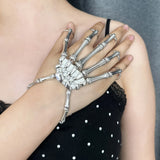 1pc Popular Retro Distressed Skull Bracelet Dark Punk Style Connected Finger Bracelet Subculture Niche Design Accessory