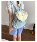 Japanese Letter Embroidery Schoolbags Y2k Aesthetic Student Casual Travel Backpacks Contrast Color Sweet Kawaii Bags for Women