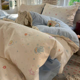 Qfdian  ‌Plaid Bedding Set Korean Style Simple Soft Bed Sheet Set Queen King Size Duvet Cover Set No Filling With Pillowcases Home Decor