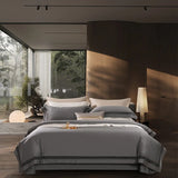 Qfdian 4Pcs Luxury 1000TC Egyptian Cotton White Hotel Style Bedding Set Hollow Wide Edge Duvet Cover Bed Sheet Fitted Sheet Pillowcases