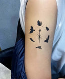 Qfdian  Crow Pilgrimage Herbal Juice Temporary Tattoos Durable Waterproof Fake Tattoo Sticker for Woman Man Realistic Body Art Tatoo