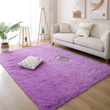 Qfdian White Fluffy Hall Carpet Modern Living Room Bedroom Home Decor Large Mats Thickened Non-Slip Girl Children's Room Pink Furry Rug