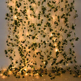 Qfdian  2/5/10M Silk Leaves Fake Creeper Green Leaf Ivy Vine LED String Lights for Home Wedding Hanging Garland Artificial Plants Decor
