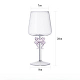 Qfdian  420ML Creative Pink Bow Cup Glass Desktop Decoration Home Christmas Party Drinkware Glass Cup Champagne Handmade Wine Glass Gift